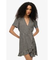 superdry para mujer w8011877a vestido wrap negro l casual poliester manga corta