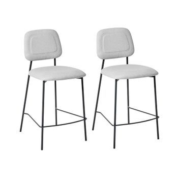 Conjunto De 2 Sillas De Comedor Tapizadas Con Asiento De Lino Sintético Base De Hierro Negro Gris Claro Duette