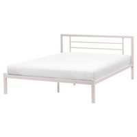cama moderna 160 x 200 cm de metal somier de listones de madera maciza beige claro cusset