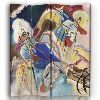 Legendarte - Biombo Improvisación No. 30 - Wassily Kandinsky - Separador De Ambientes Para Interiores Cm. 145x170 (4 Paneles)