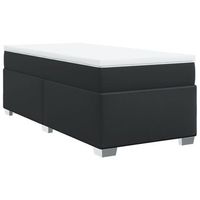 cama individual  cama de adulto  cama box spring con colchon cuero sintetico negro 80x200 cm