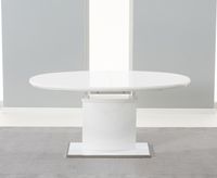 santana 160cm white high gloss extending pedestal dining table