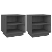 juego de 2 mesitas de noche con compartimento abierto 40 x 34 x 40 cm madera de pino gris dec035322