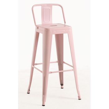 Pack 4 Taburetes Torix Respaldo 100 Cm De Acero Reforzado 100*30*30 Cm - Rosa Algodón De Azúcar
