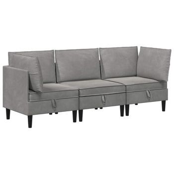 Juego De Muebles De Salón 3 Uds. Gris Claro Terciopelo Vidaxl
