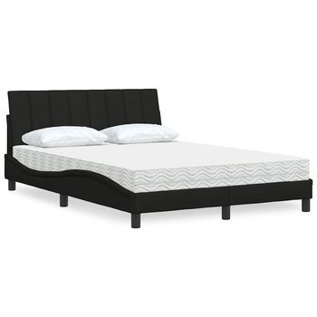 Cama Matrimonial | Cama Para Adultos | Cama Con Colchón Tela Negro 120x200 Cm Cfw6431788