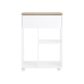 Mesa de impresora con ruedas, color blanco, 63 x 83 x 42 cm