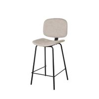 taburete bajo industrial original en tejido gris claro