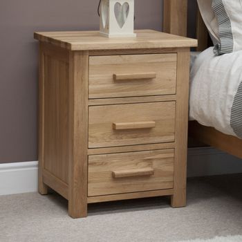 Rohan Oak Three-Drawer Bedside Cabinet