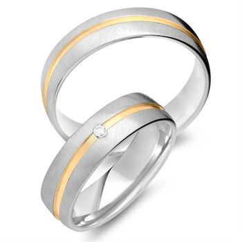 Alianzas 8 quilates oro blanco amarillo con diamante