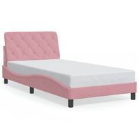 cama individual  cama para adultos  estructura de cama con luces led terciopelo rosa 100x200 cm cfw41291
