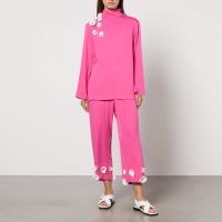 sleeper the bloom black tie woven pyjama set - m