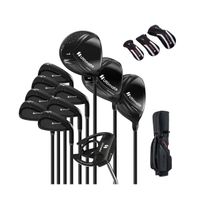 costway juego completo de palos de golf y bolsa para hombre bolsa de golf portatil ligera driver 1 460cc fairway 3 hibrido 4 y 3 fundas negro