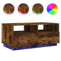 mesa de centromesa auxiliarmesa de cafe con luces led roble ahumado 90x49x40 cm