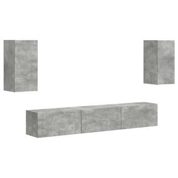 Conjunto De Mueble De Tv 5 Uds | Mueble De Salón | Gabinete De Tv Gris Concreto
