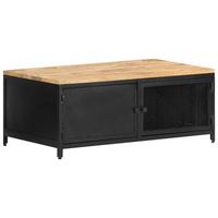 mesa de centro de madera maciza de mango rugosa 90x50x37 cm vidaxl