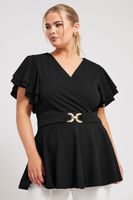 yours london top peplum negro cruzado  mujer curvy y tallas grandes yours london