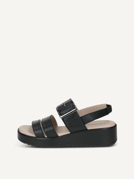 CAPRICE Sandal, black, made of Leather with Wedge heel, Size 36