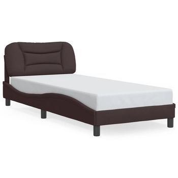 Cama Para Adulto | Cama Individual | Estructura De Cama Con Luces Led Tela Marrón Oscuro 90x200 Cm