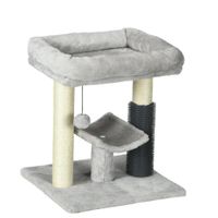 pawhut arbol para gatos con cama percha poste rascador de sisal y autolimpiador diseno moderno y compacto 40x40x48 cm gris