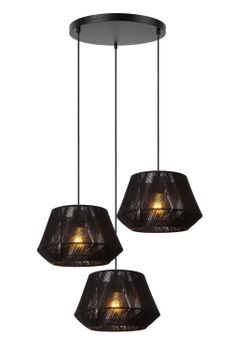 Lámpara colgante de algodón 3xe27, negro