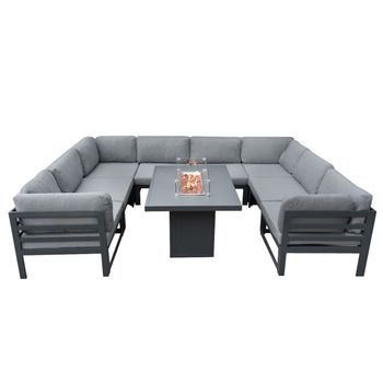 Mueble Modular De Jardín De 9 Plazas Con Sillón Y Mesa Para Fogata