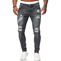 5 tipos de color vaqueros hombres skinny denim pantalones hombre rasgado streetwear hombre hip-hop agujero rasguno jeans azul gris lapiz pantalones tamano