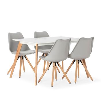 Juego de mesa 120x80 cm y 4 sillas de comedor color gris
