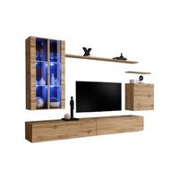 conjunto de muebles de salon mural switch xii diseno color roble wotan
