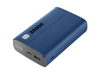 Powerbank - CellularLine Elite, 20000 mAh, 20 W, Hasta 144h de carga, USB C, A, Azul