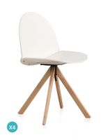 pack 2  sillas madera lacada blanca giratoria