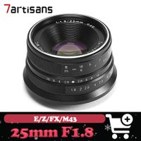 7artisans lente de gran angular de 25 mm apertura f18 formato aps-c ideal para retratos compatible con monturas sony e fuji fx nikon z y m43