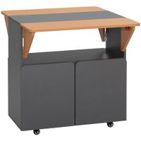 homcom mesa plegable ahorro de espacio para 4 personas max con 4 ruedas estante oculto y armario con puertas 70x83x75 cm