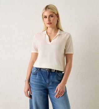 Guess para mujer. W6GR03Z0583 Polo Rhinestones beige (M), Casual, Lana, Manga corta