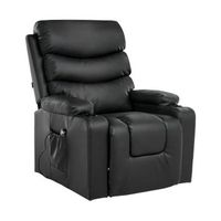 sillon reclinable electrico de piel sintetica moderno reposapies elevable portavasos revistero negro eter