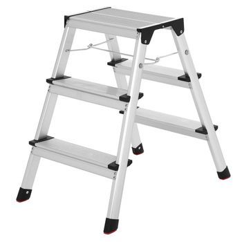 Escalera Doble De Aluminio 33 Peldaños Plegable Ligera 3 Kg - Plata Y Negro