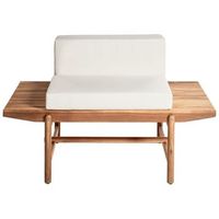 banco de jardin de madera de acacia 135 x 84 cm 1 plaza diseno rustico madera clara con cojines blanco crema giaveno