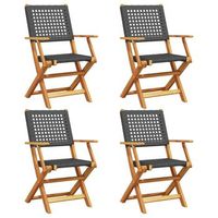 pack 6 uds sillas de jardin  silla de exterior  sillon plegables madera maciza y ratan pe negro