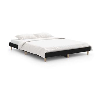 Estructura de cama de madera contrachapada negra 140x190 cm