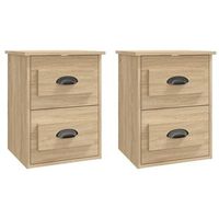 juego de mesitas de noche de pared - mesillas de noche flotante color roble sonoma 415x36x53 cm mc7202