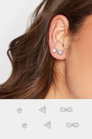 juego 3 pares pendientes plateados a presion