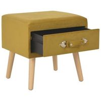 mesita de noche  mesa auxiliar  mesilla color mostaza 40x35x40 cm terciopelo