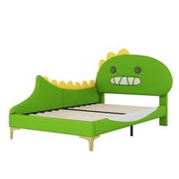 cama infantil con forma de dinosaurio de dibujos animados - cama plana - material de poliuretano - 90 x 200 cm - verde