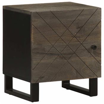 Juego De 2 Mesitas De Noche - Mesillas Madera Maciza De Mango Negro 40x33x46 Cm Mc5718