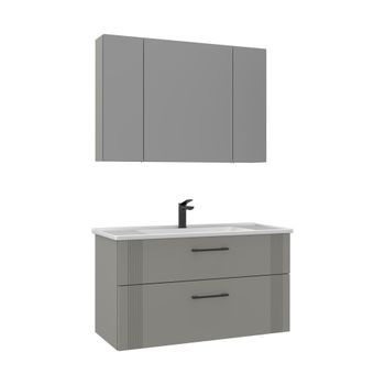 Conjunto De Mueble Con Lavabo Y Espejo (2 Piezas)  - 100 X 45 X 55 Cm - Cachemira Mate