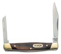 buck knives ste-0375brs navaja de bolsillo deuce con dos hojas cerrada trio con dos cuchillas satinadas de acero inoxidable 420j2 de 67cm con mango de madera con refuerzos de plata de niquel 