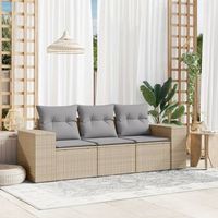 conjunto de sofas de jardin con cojines beige 3 uds  mueble jardin mesa y sillas ratan pe cfw754609