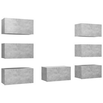 Muebles De Salón 7 Pzas | Mueble Tv Gris Hormigón 30,5x30x60 Cm Cfw33996