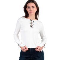 admas blusa top de manga larga lacitos para mujer