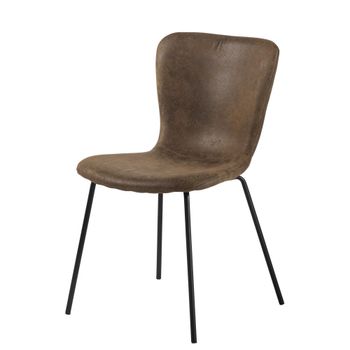 Silla de comedor de antelina marrón efecto envejecido